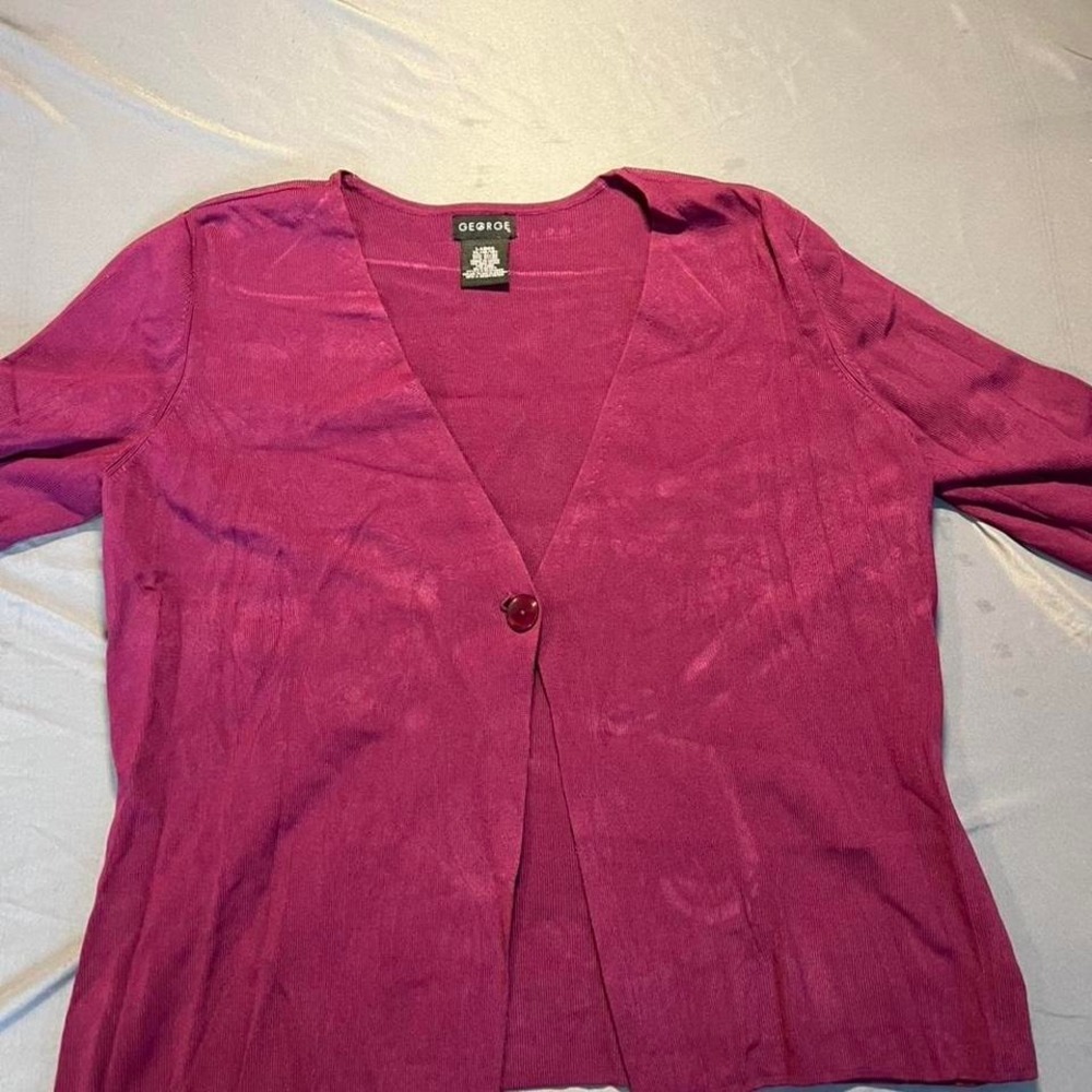 George Womens XL Plum Blossom Purple Cardigan Sweater GL471025 Rayon Nylon Blend